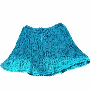 Deadstock Raviya Surf turquoise crochet knit skirt